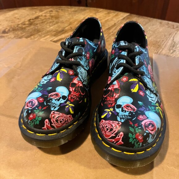 DR. MARTENS 1461 Rose & Skull Oxford Shoes US 7 - Picture 2 of 6